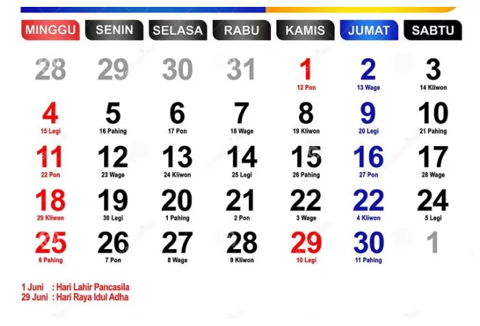 Daftar Tanggal Merah Dan Hari Libur Nasional Bulan Juni 2023 Cek