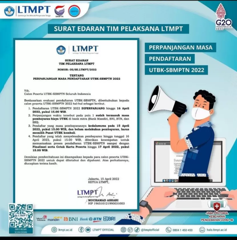 Kesempatan Nih Masa Pendaftaran UTBK SBMPTN 2022 Diperpanjang Sampai