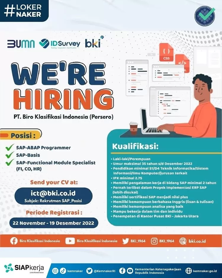 Loker BUMN PT Biro Klasifikasi Indonesia Buka Loker D4 Dan S1 Berikut