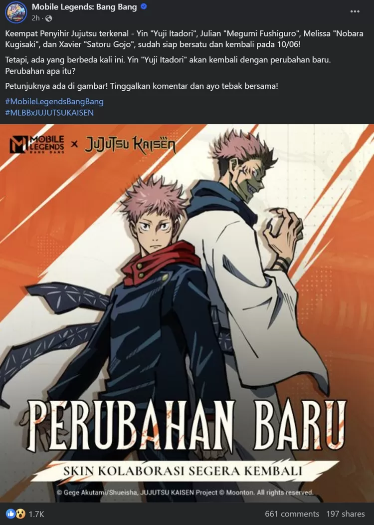 Kolaborasi Mobile Legends Dan Jujutsu Kaisen Hadir Kembali Yin