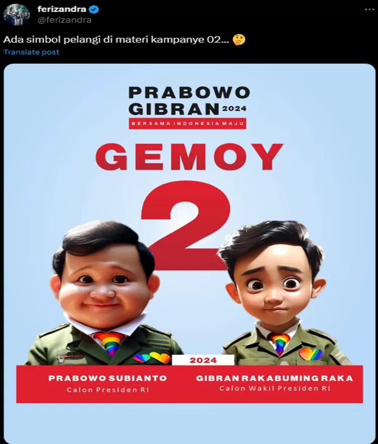 Cek Fakta Prabowo Gibran Selipkan Simbol Pelangi Dalam Materi Kampanye