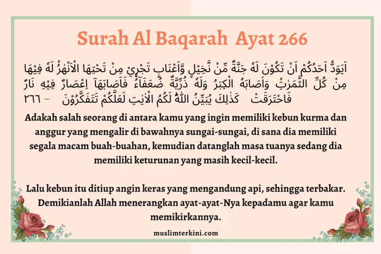 Surah Al Baqarah Ayat 266 Arab Latin Dan Artinya Tentang Sedekah Tapi