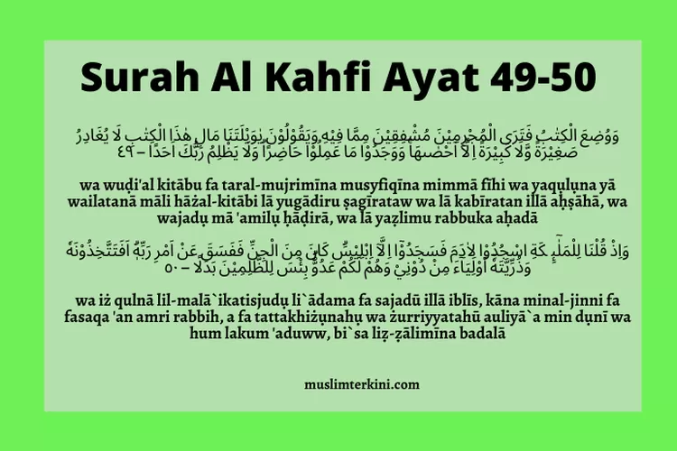 Surah Al Kahfi Ayat Arab Latin Dan Artinya Tentang Kejadian Hari