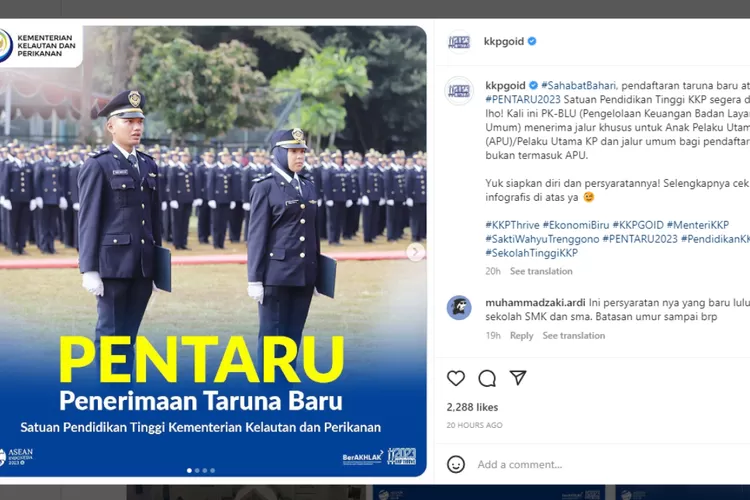 Pendaftaran Taruna Baru Satuan Pendidikan Kementerian Kelautan Dan