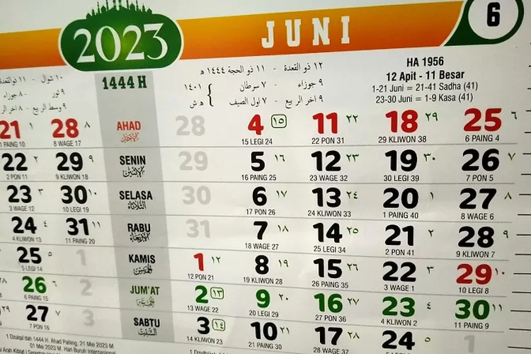 Kalender Jawa Bulan Juni Lengkap Dengan Informasi Weton Dan Hari