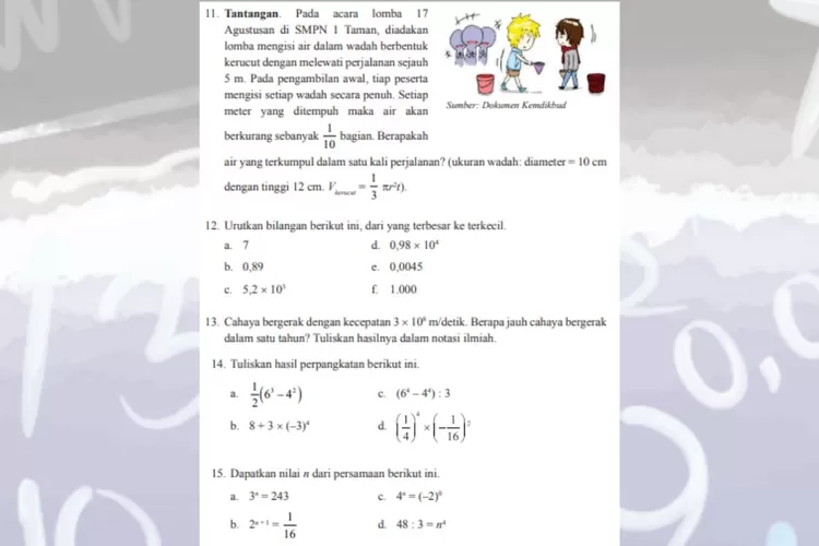 Kunci Jawaban Matematika Kelas 9 Halaman 59 60 Uji Kompetensi 1 Air