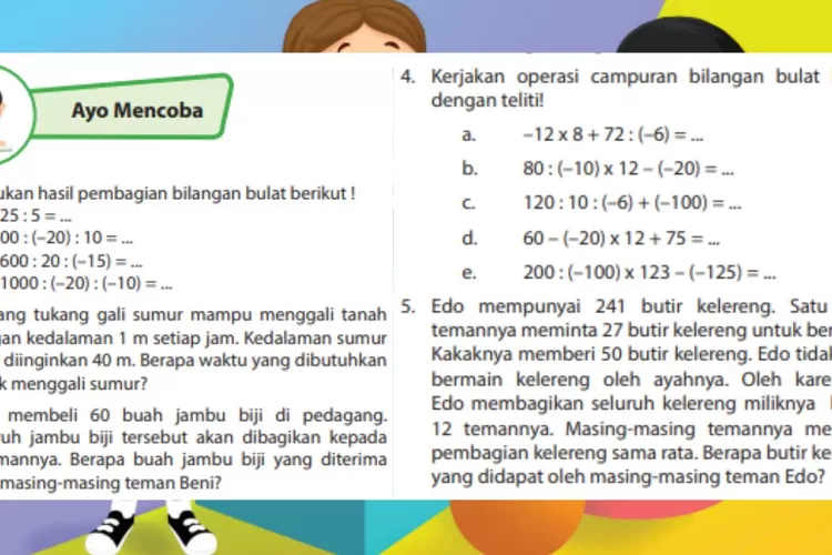 Operasi Pembagian Bilangan Bulat Kunci Jawaban Matematika Kelas