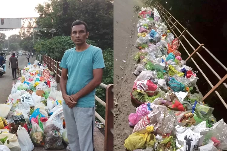 Salut Pria Ini Berdiri Seharian Demi Cegah Warga Buang Sampah