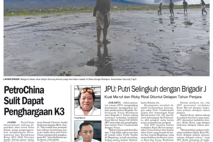 Lahar Dingin Gunung Kerinci Timbun Sawah Kawasan Wisata Rawa Bento