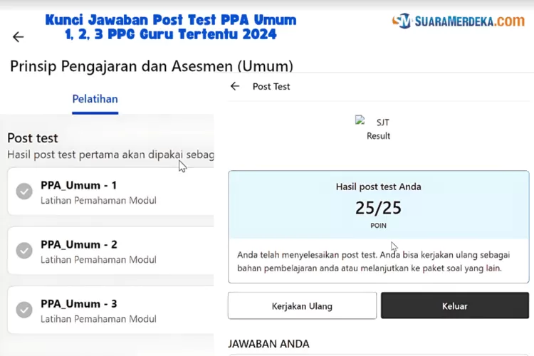 Kumpulan Soal Dan Kunci Jawaban Post Test PPA Umum 1 2 Dan 3 PPG Guru