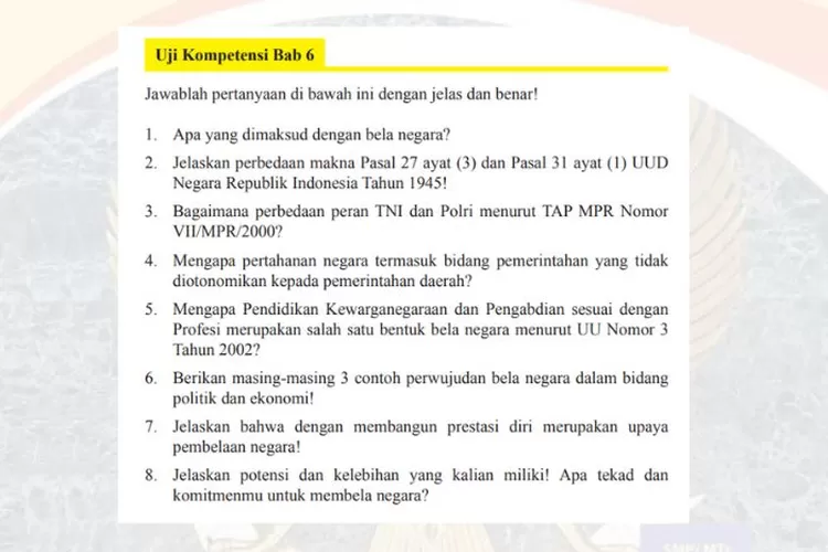 Soal Uji Kompetensi Bab 6 Dan Kunci Jawaban PKn Kelas 9 Halaman 184