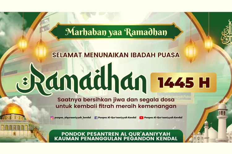 FREE CDR Desain Spanduk MMT Banner Marhaban Ya Ramadhan 1445H Selamat