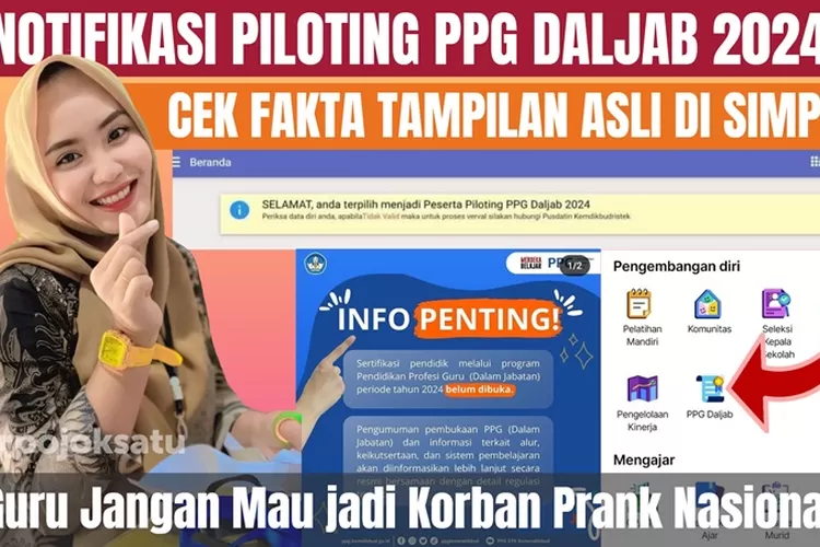 CEK FAKTA Notifikasi SIMPKB Peserta Piloting PPG Daljab 2024 Ciri Ciri