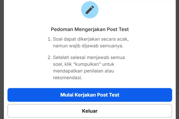 Soal Dan Kunci Jawaban Post Test Modul Pelatihan Mandiri Pmm