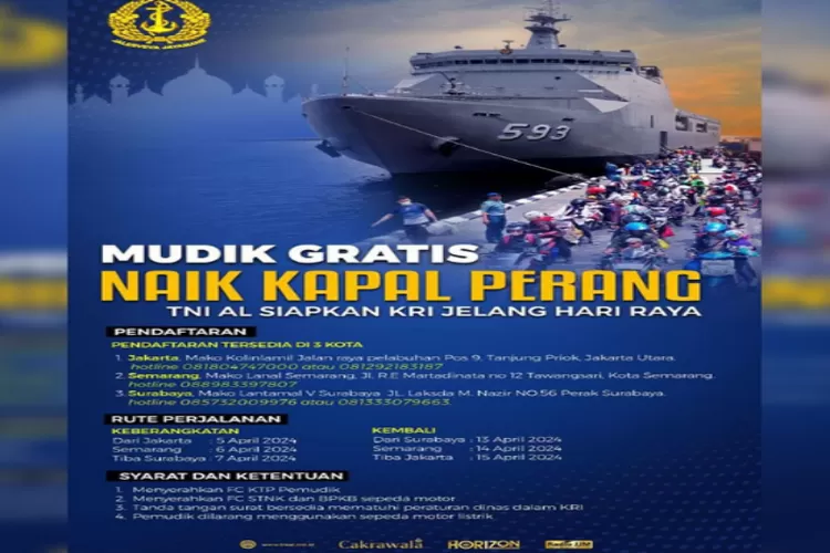 Mudik Gratis 2024 TNI Angkatan Laut Siapkan Kapal Perang Untuk Pemudik