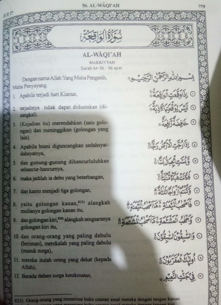 Surat Waqiah Lengkap Bacaan Arab Dan Artinya Ayat Pojok Baca