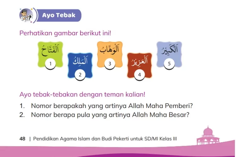 Kunci Jawaban Pai Kelas Sd Mi Bab Halaman Kurikulum Merdeka Ayo Tebak Asmaul Husna Smol Id