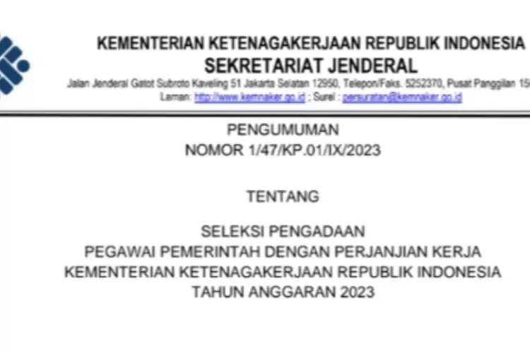 Kabar Gembira Pendaftaran PPPK Di Kementerian Ketenagakerjaan 2023