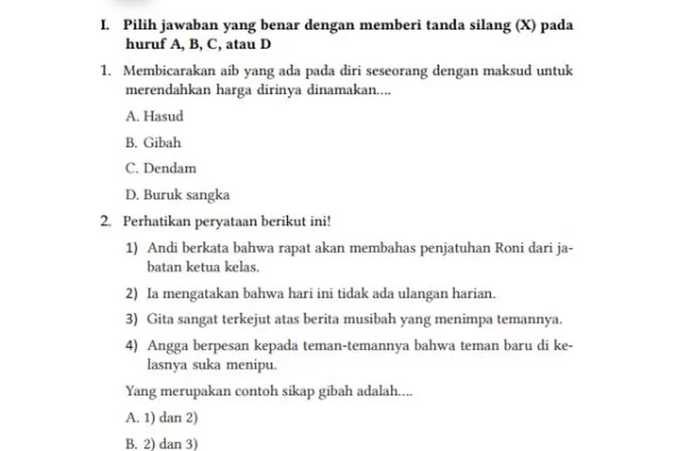 Kunci Jawaban PAI Kelas Kurikulum Merdeka Bab Halaman Rajin Berlatih Pilihan Ganda