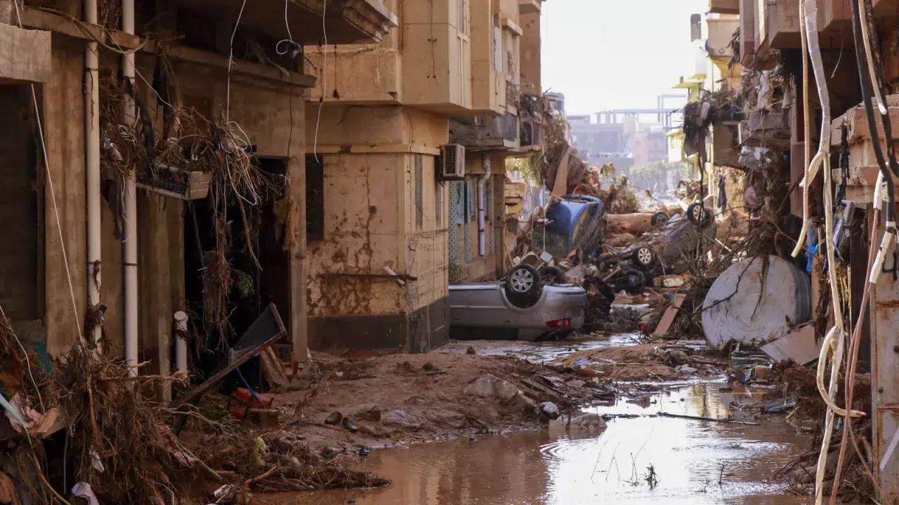 Libya dilanda banjir bandang, sejak Minggu (10/9/2023) waktu setempat. Foto: AFP Getty Images