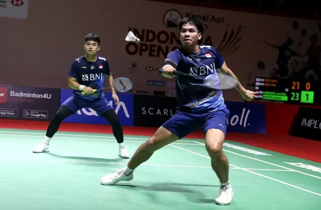 Hasil 16 besar Indonesia Open 2023 salah satunya menyajikan perjuangan ganda putra Indonesia, Leo Carnando/Daniel Marthin. (Foto: PBSI)