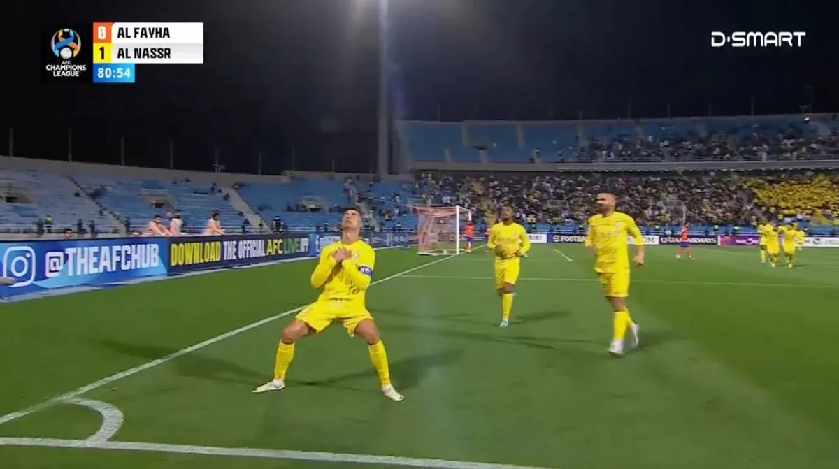 Cristiano Ronaldo (Foto: Tangkapan Layar Liga Champions Asia)