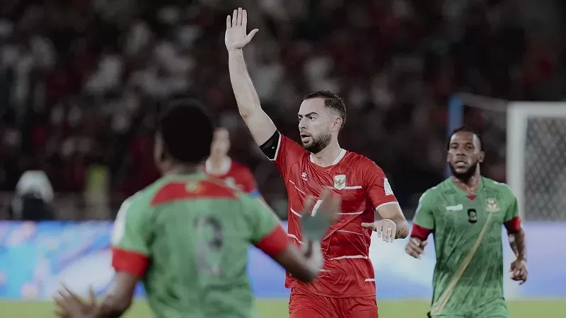 Jordi Amat saat tampil bersama Timnas Indonesia koSt. Kitts and Nevis dalam laga FIFA Series 2026 di Stadion Utama Gelora Bung Karno (GBK), Jakarta, Jumat (27/3/2026). (Foto: ILeague)