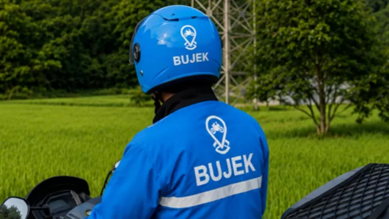 Seorang mitra pengemudi BUJEK mengenakan atribut resmi saat bersiap memberikan layanan transportasi berbasis aplikasi di kawasan Bungus Teluk Kabung, Kota Padang. Kehadiran BUJEK menjadi alternatif transportasi digital yang dikembangkan untuk memenuhi kebutuhan mobilitas masyarakat setempat. (Dok. Istimewa)