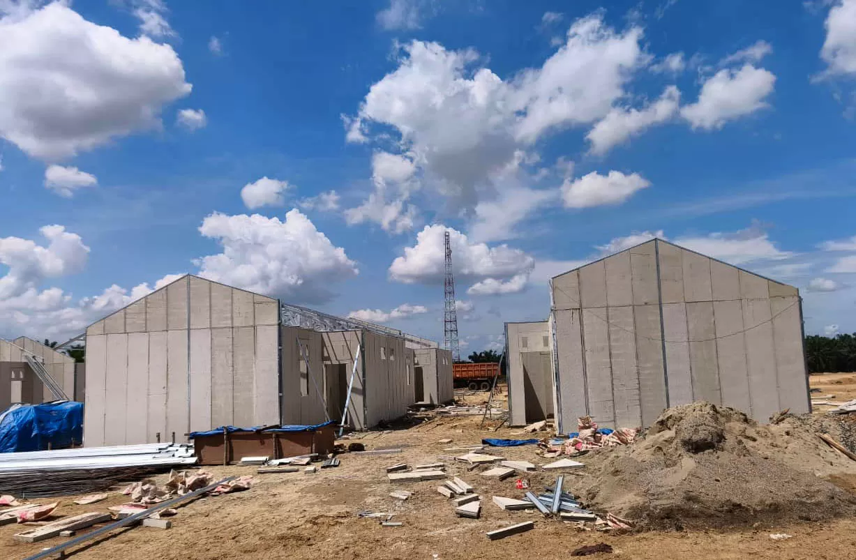 Progres pembangunan hunian tetap di kabupaten Aceh Tamiang. Foto Humas Polda Aceh