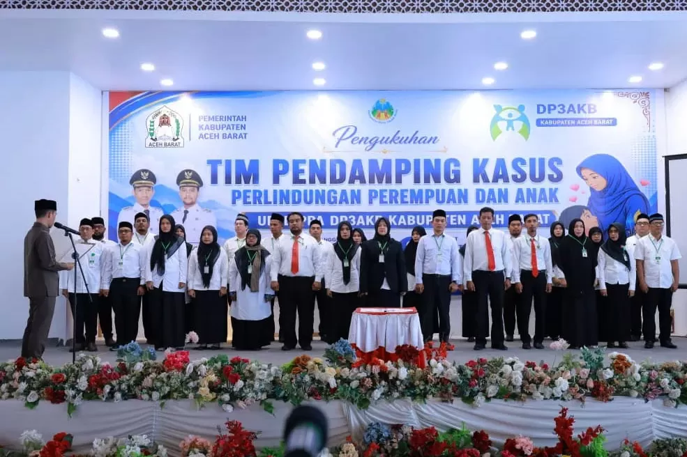 Pengukuhan TIM PPA di Aceh Barat. Foto Humas Pemkab Aceh Barat.