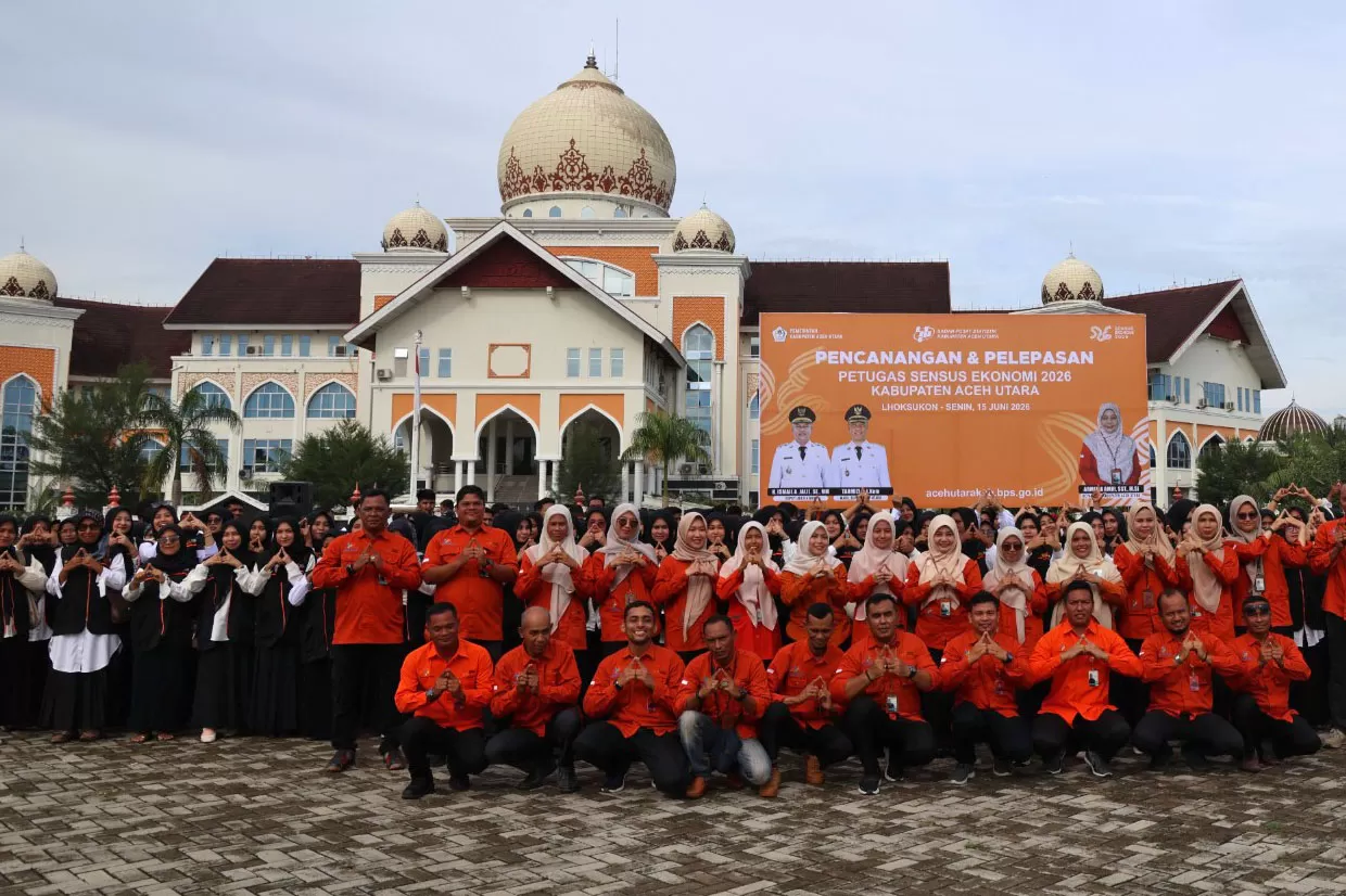 Pelepasan petugas sensus ekonomi tahun 2026 di Aceh Utara. Foto Dok humas pemkab Aceh Utara.
