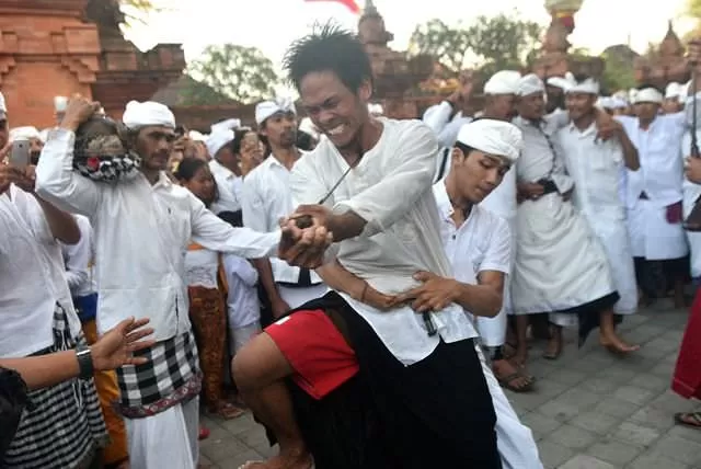 Tradisi Macacar Warnai Upacara Ngerebong Di Pura Agung Petilan Kesiman ...