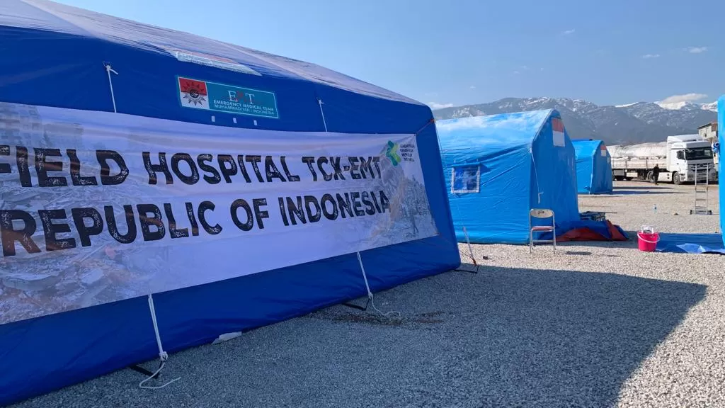 Pengoperasian Rumah Sakit Lapangan Indonesia, Emergency Medical Team (EMT) di Kota Hassa, Provinsi Hatay, Turkiye, Sabtu (18/2/2023). foto: ist