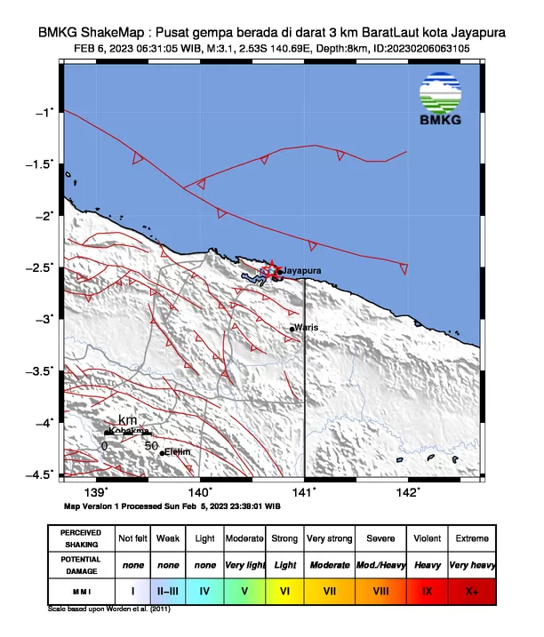 Analisis BMKG Soal Gempa Jayapura Magnitudo 3,1/BMKG