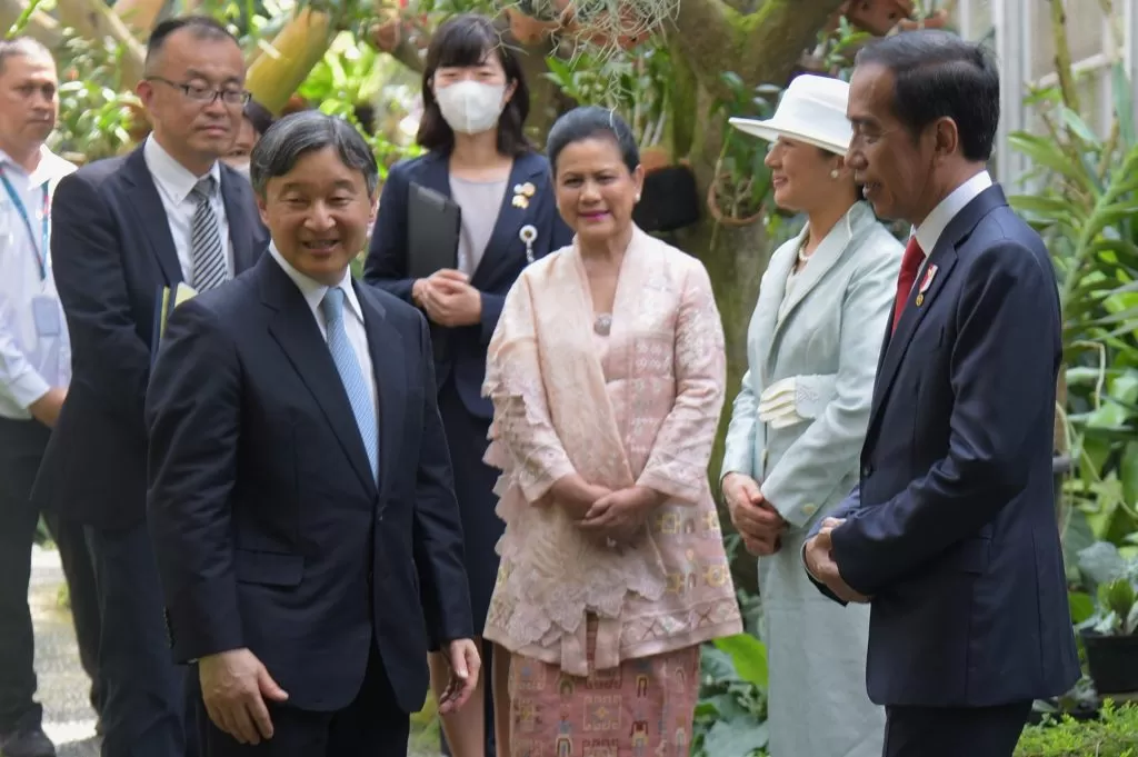 Presiden Jokowi dan Ibu Iriana menyambut baik kunjungan kenegaraan Kaisar Naruhito dan Permaisuri Masako, di Bogor, Jawa Barat, Senin (19/6/2023). foto: ist