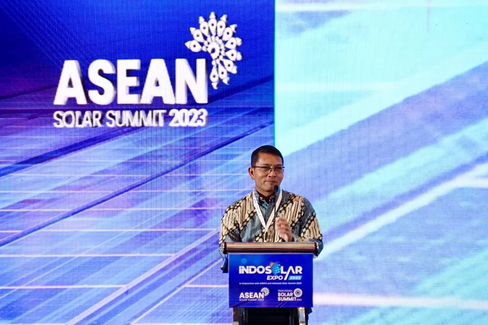 Dirjen Energi Baru, Terbarukan dan Konservasi Energi (EBTKE) Dadan Kusdiana pada acara ASEAN Solar Summit 2023 di Jakarta, Selasa (25/7/2023). foto: ist