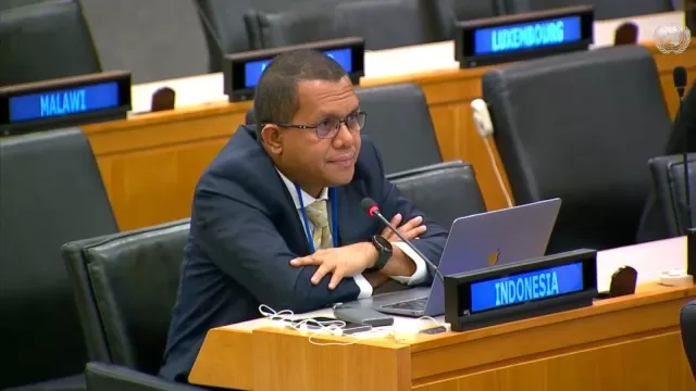 Wakil Ketua Komisi IX DPR RI Emanuel Melkiades Laka Lena saat berbicara mengenai eliminasi penyakit TBC dalam Pertemuan Perserikatan Bangsa-Bangsa (PBB) 'High Level Meeting on Fights against Tuberkulosis' (HLMTB) di New York, Jumat (22/9/2023). foto: ist