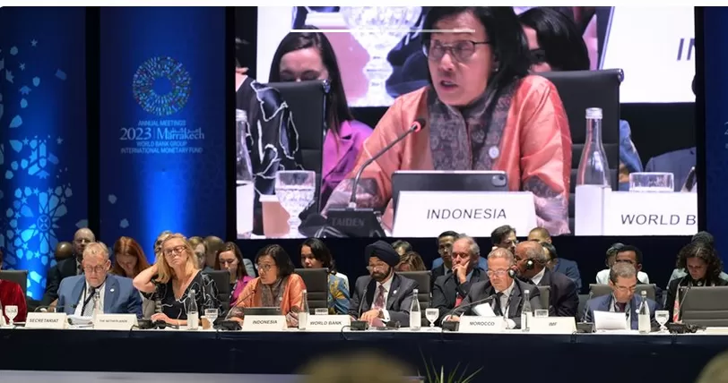 Menteri Keuangan Sri Mulyani Indrawati bersama Sigrid Kaag (Wakil Perdana Menteri dan Menteri Keuangan Belanda) memimpin jalannya pertemuan ke-10 Coalition of Finance Ministers for Climate Action. foto: ist