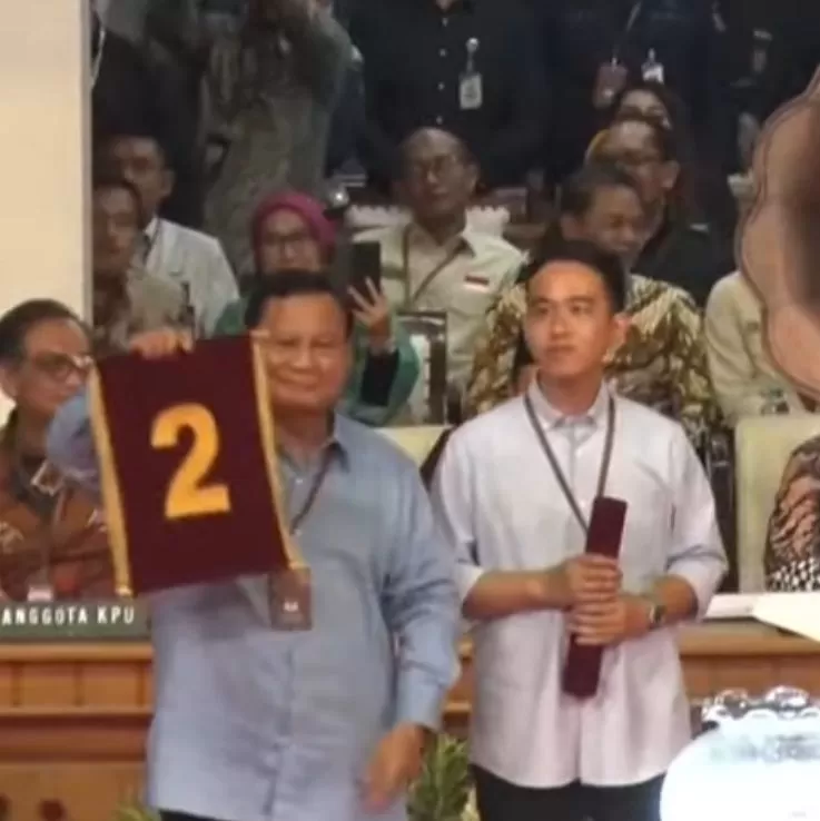 Pasangan Calon Presiden dan Calon Wakil Presiden, Prabowo Subianto - Gibran Rakabuming Raka mendapat nomor urut 2 pada kontestasi Pemilihan Umum (Pemilu) 14 Februari 2024 mendatang.