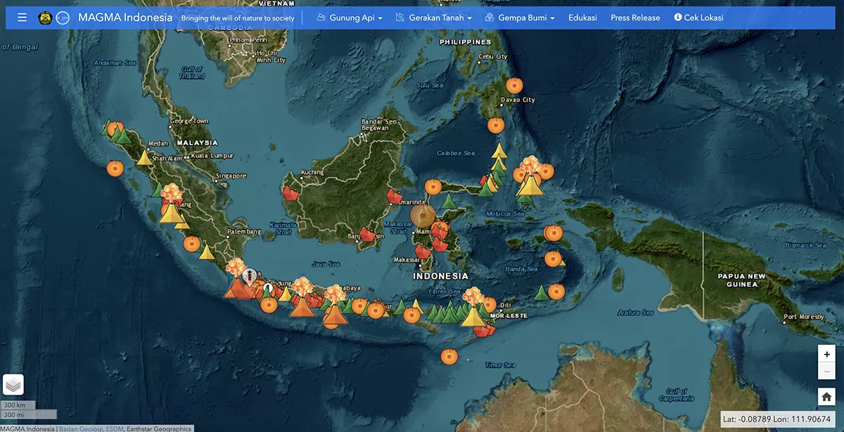 Beberapa gunungapi aktif di Indonesia menunjukkan peningkatan aktivitas dalam beberapa hari terakhir yang dipantau terus-menerus 24 jam. foto: ist