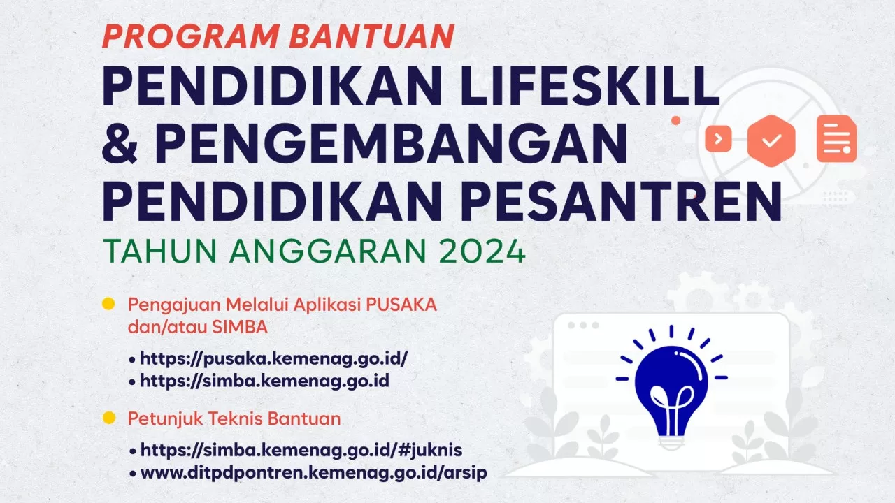 Program Bantuan Inkubasi Bisnis Pesantren Tahun Anggaran 2024 kembali dibuka mulai hari ini, Jumat (23/2/2024). foto: ist