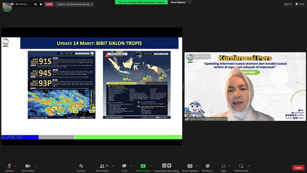 Badan Meteorologi, Klimatologi, dan Geofisika (BMKG) terus memantau kondisi cuaca dan potensi dampaknya./BMKG