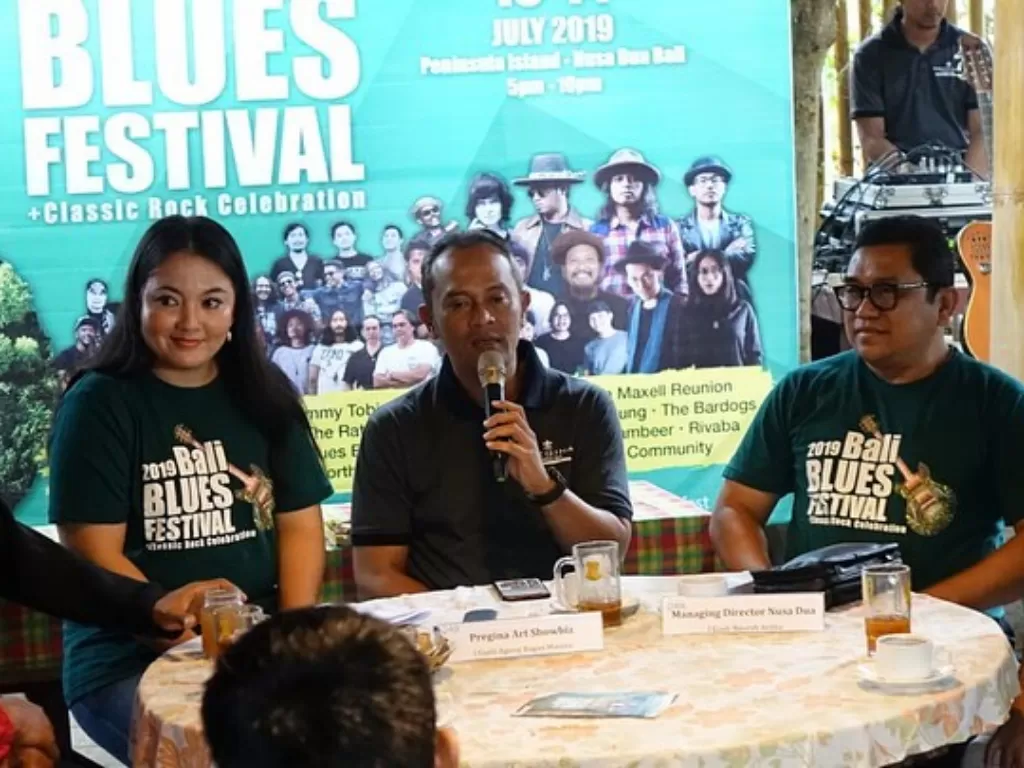 Acara konferensi pers BBF 2019 di Kubu Kopi Renon, 9 Juli kemarin/Instagram @balibluesfestival