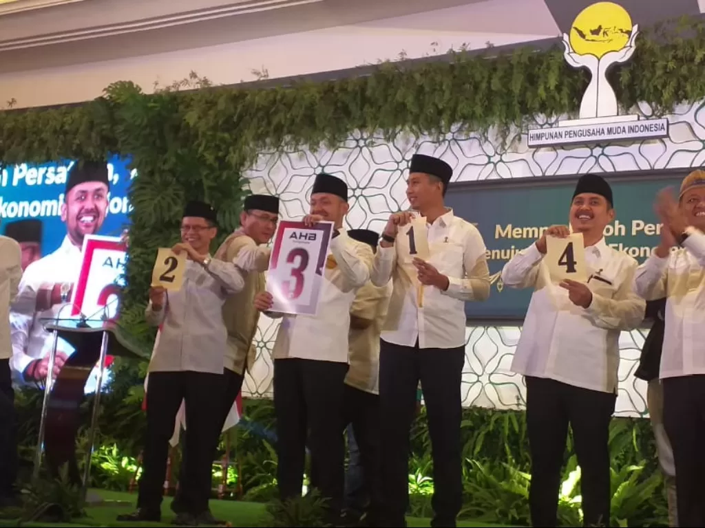 Penentuan nomor urut di acara silaturahmi Nasional dan Buka Puasa bersama HIPMI di Hotel Ritz Carlton Mega Kuningan, Jakarta pada hari minggu tanggal (26/5/ 2019)/HIPMI