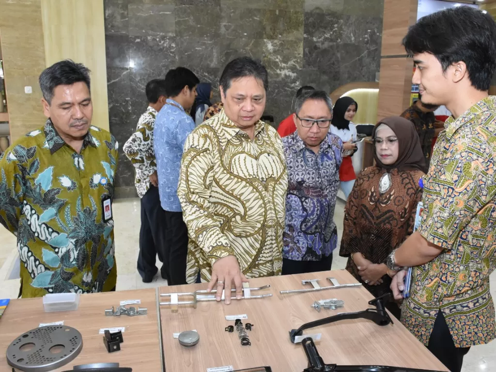 Menteri Perindustrian Airlangga Hartarto pada Pembukaan Pameran Industri Komponen Otomotif 2019 di Jakarta, Selasa (13/8/2019)/Kemenperin