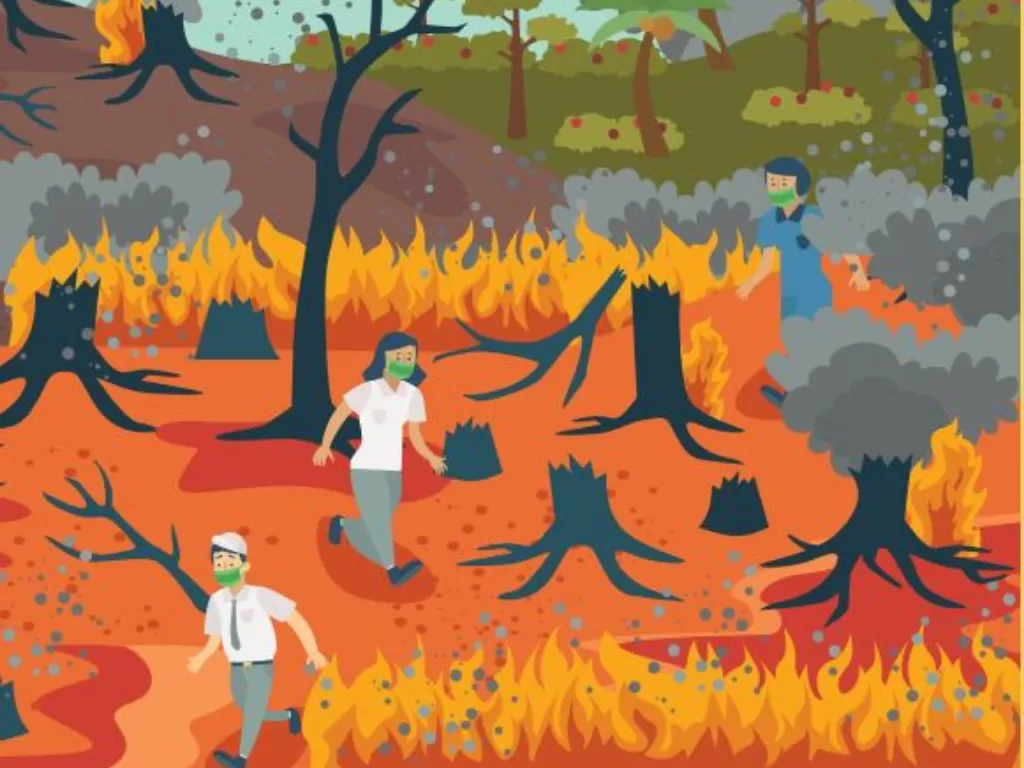 Ilustrasi kebakaran hutan/depkes