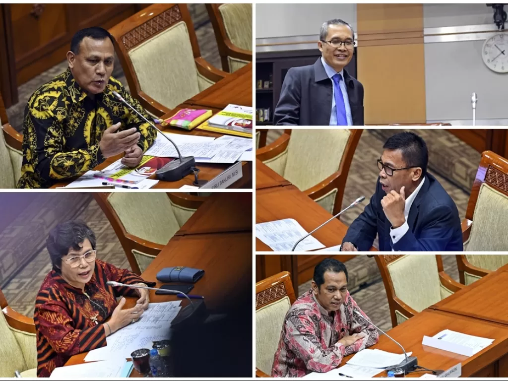 Para pimpinan baru Komisi Pemberantasan Korupsi (KPK). (Kolase/Antara/Aditya Pradana Putra/Nova Wahyudi)