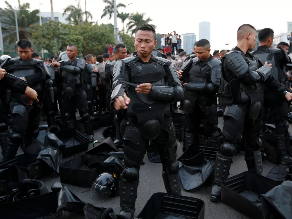 Pengamanan Gedung DPR oleh Polisi (REUTERS/Willy Kurniawan)