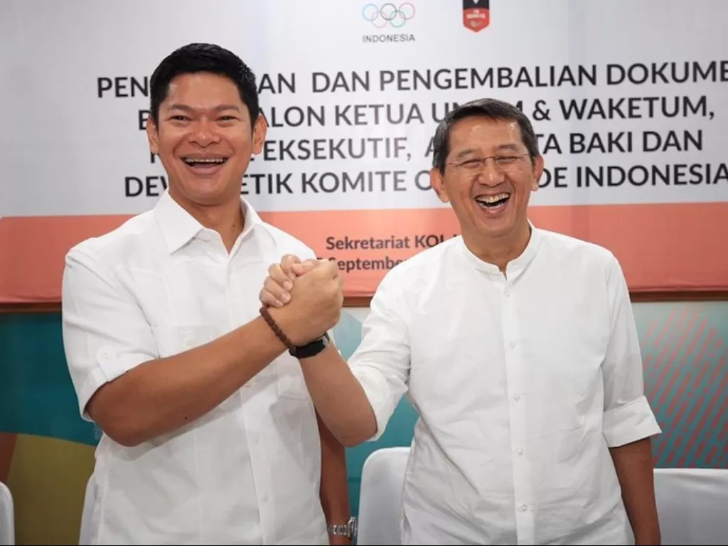 Calon Ketua Umum dan Wakil Ketua Umum KOI, Raja Sapta Oktohari (kanan) dan Warih Sadono. (Instagram/rajasaptaokto)