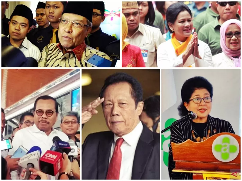 Para tokoh yang menjenguk Menkopolhukam Wiranto di RSPAD Gatot Subroto, Selasa (15/10). (Kolase/Antara)